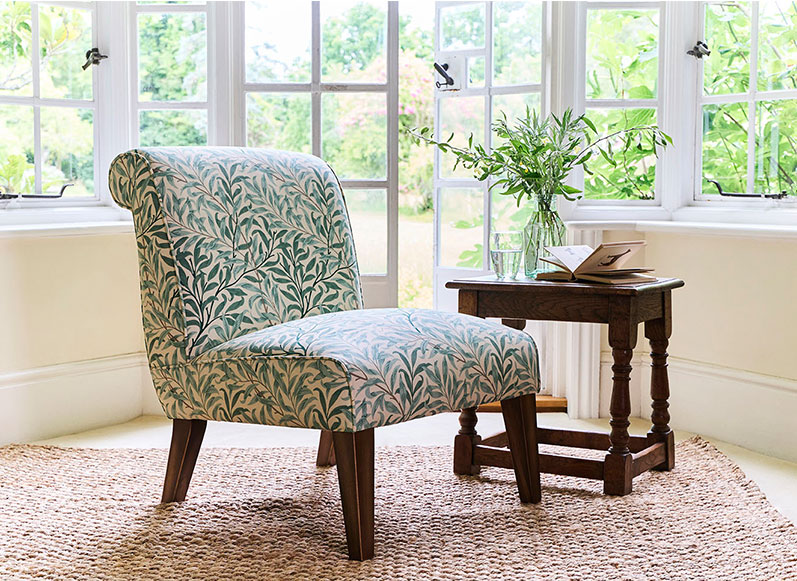 1 Harwood Chair in William Morris Willow Boughs Cream Pale Green